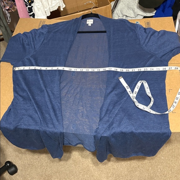 Nic + Zoe plus size 1X linen blend open front cardigan 3/4 sleeve minimalist - Picture 6 of 10